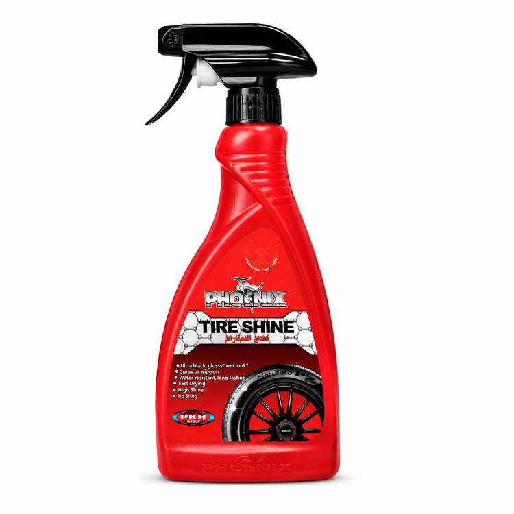 اسپری مایع براق کننده لاستیک خودرو فونیکس مدل Tire Shine حجم 600 میلیلیتر