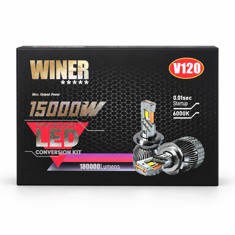 هدلایت وینر V120 پایه H4 | لامپ LED خودرو 150 وات با نور 6000K